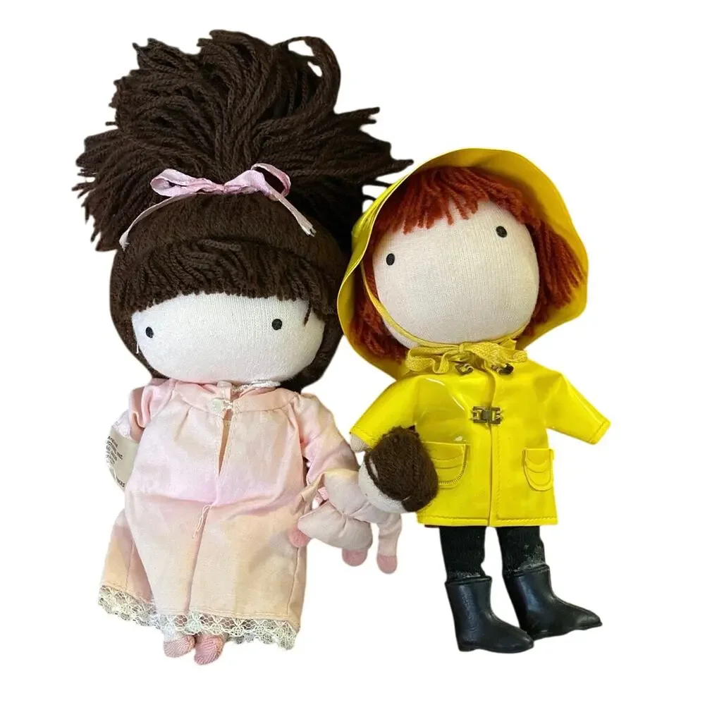 VTG JOAN WALSH ANGLUND Cloth Pocket Doll SLEEPYTIME Girl Raincoat Boy Pair Dolly